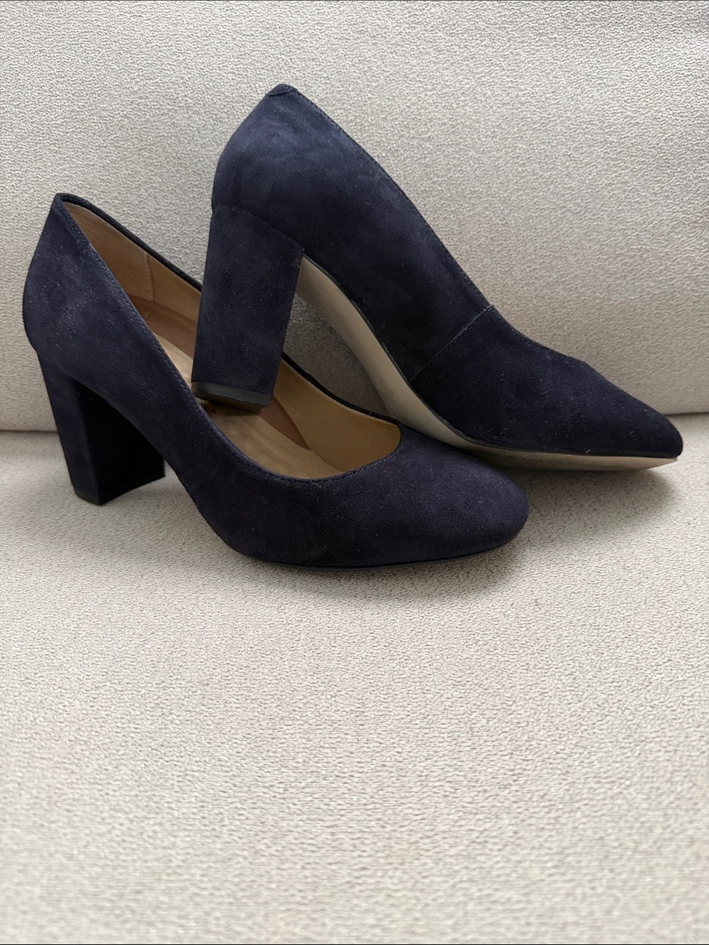 Walking Cradles Navy Suede Block Heel Pumps